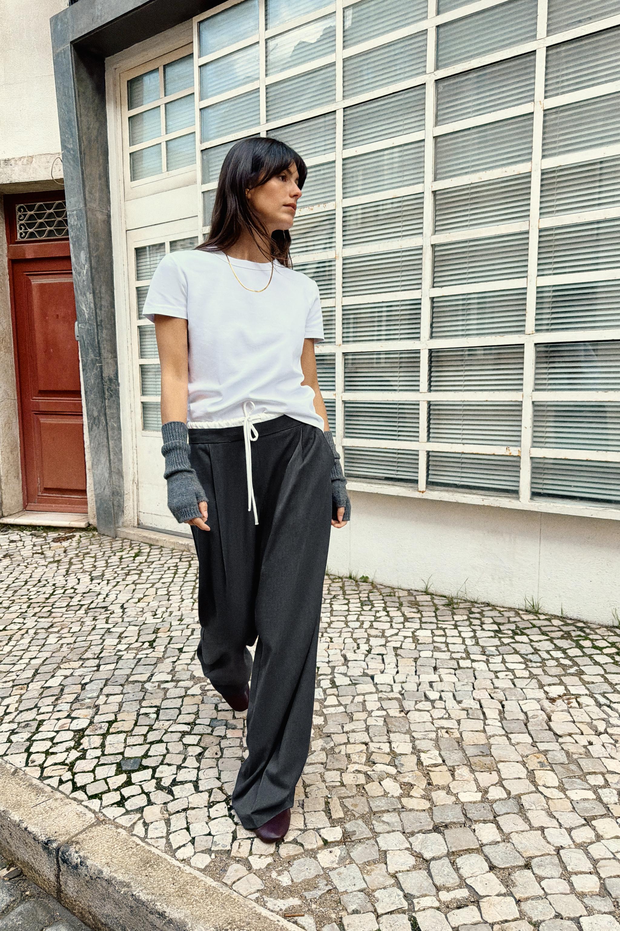 DOUBLE WAISTBAND WIDE-LEG PANTS